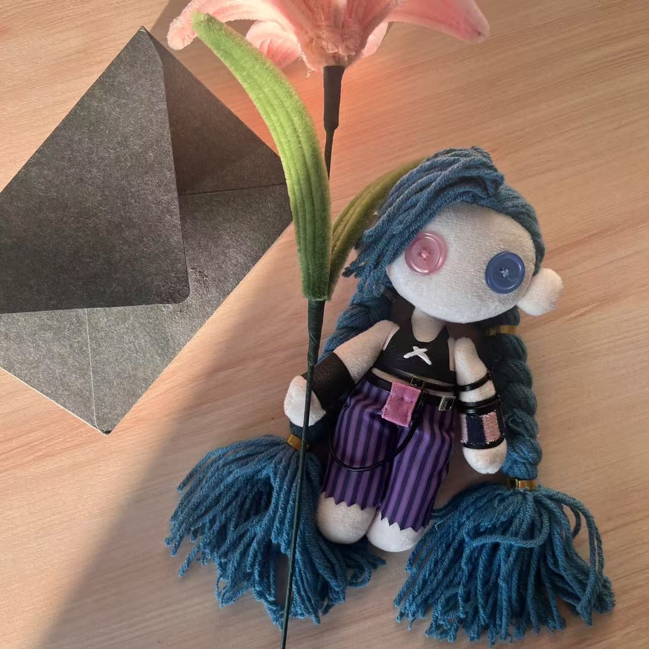 8 inches Handmade Jinx Doll Keychain - Arcane League of Legends Collectible