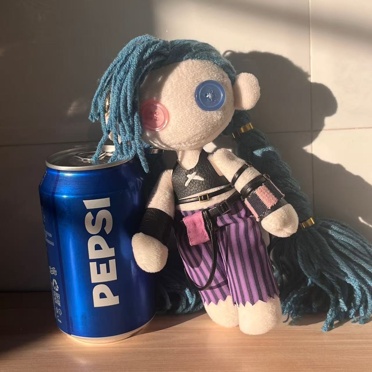 8 inches Handmade Jinx Doll Keychain - Arcane League of Legends Collectible