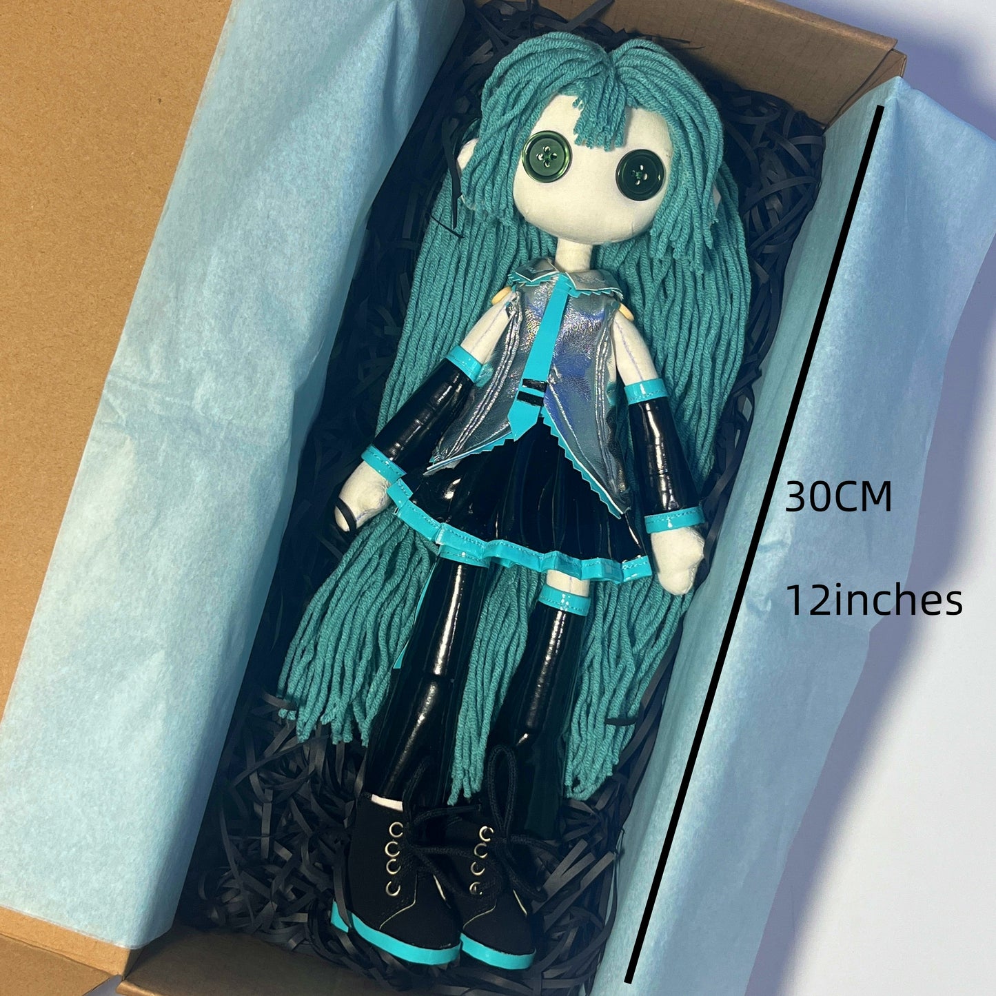 Pure Handmade Hatsune Miku Plush Doll 12in 30cm - Kawaii Anime Stuffed Toy Gift